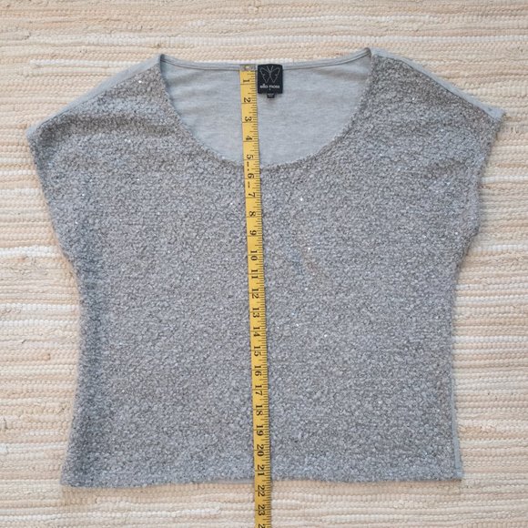 Anthropologie Ella Moss Silver Grey Sequin Knit Top Size S EUC - Picture 8 of 13